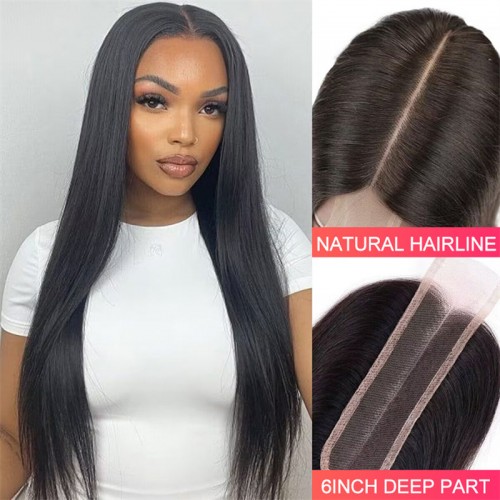 Straight 2x6 Lace Closure Wig Middle Part HD Transparent Lace Closure Affordable Price Human Hair Wigs | Human Hair Wig | Lace Front